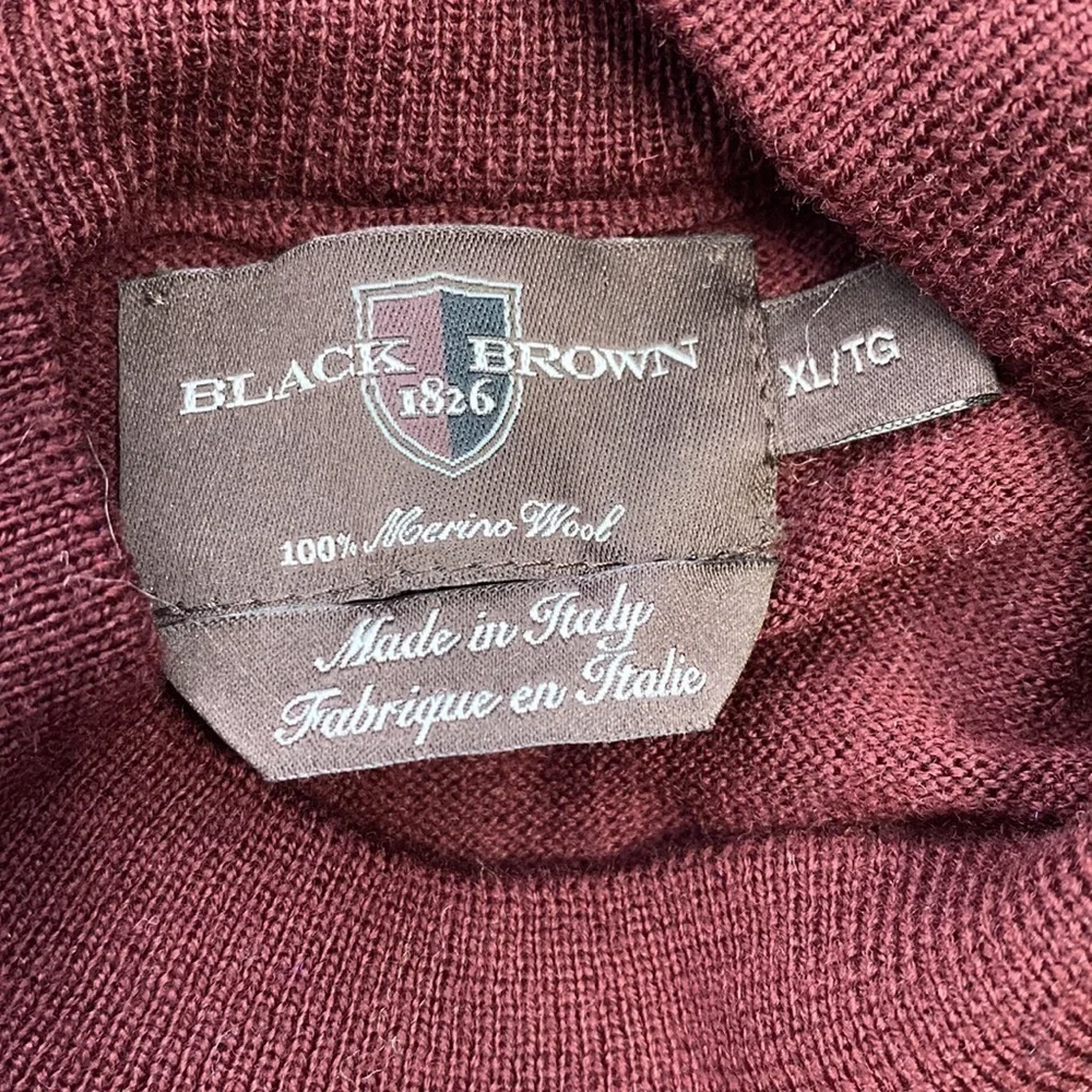 Black Brown 1826 Merino Wool Burgundy Turtleneck Sweater XL